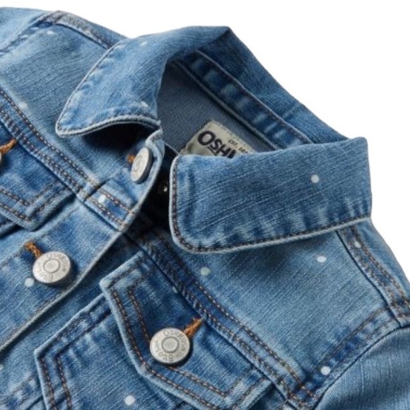 NEW OshKosh B'gosh Toddler Girls' Dot Print Denim Jacket - Picture 3 of 8